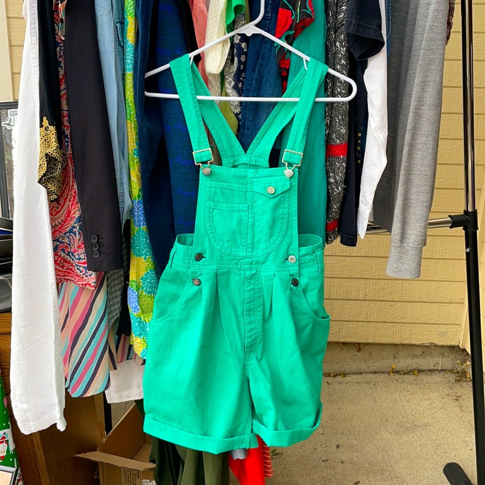 Green Overalls Shorts